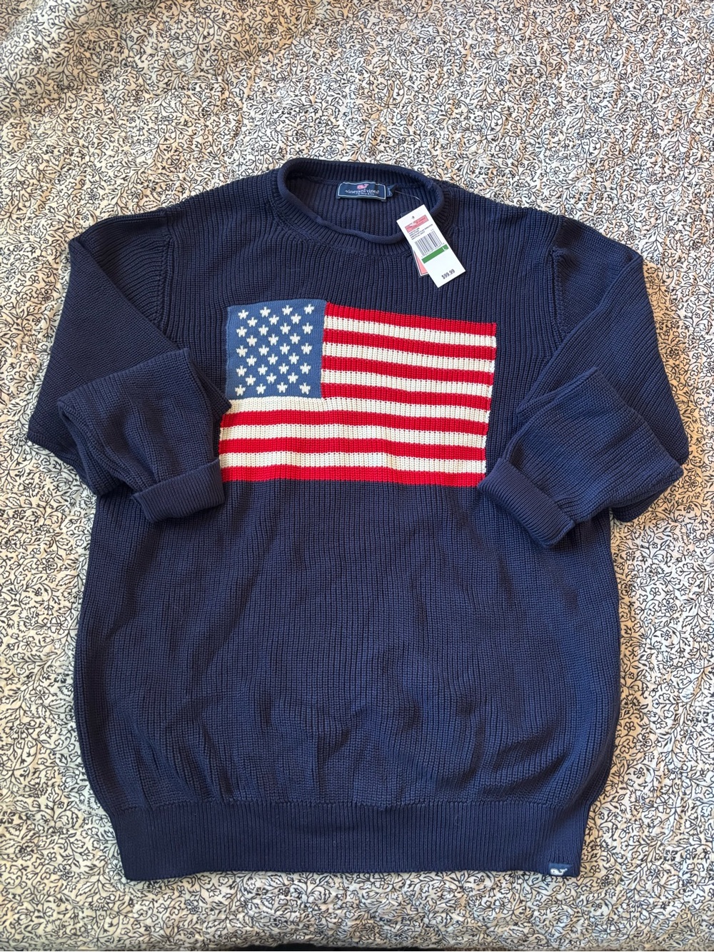 Vineyard Vines Navy Crewneck American Flag Sweater